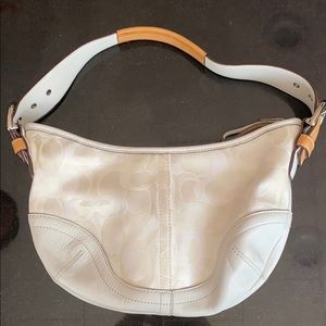 Coach white leather bag